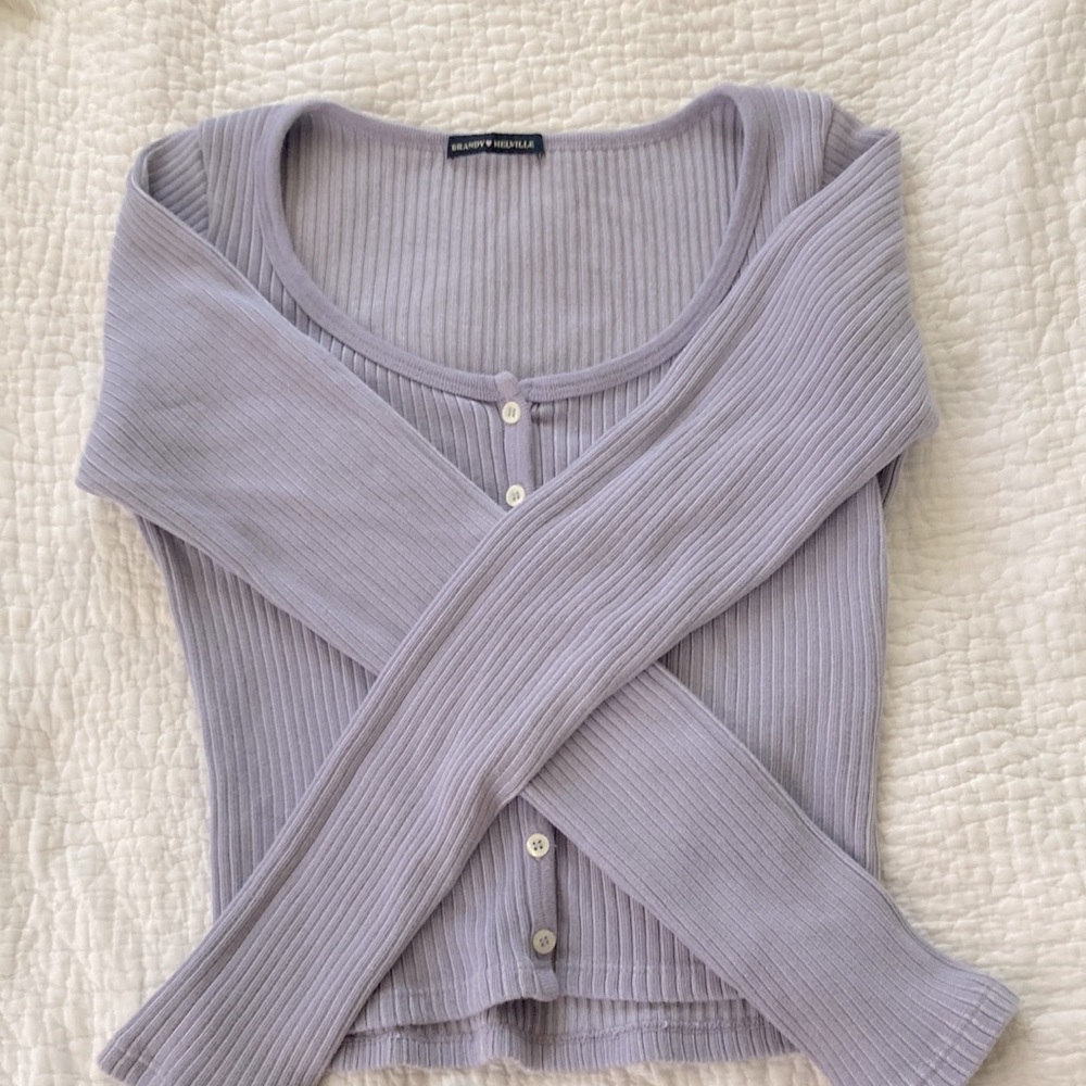 Brandy Melville Long Sleeve Zelly top, Sparkly-ish Purple